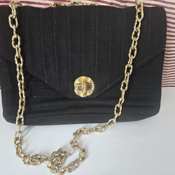 Handbags - Vintage Black Cloth Micro Envelope Flap Crossbody